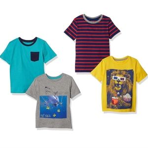 Final Price◇ Amazon Essentials Spotted Zebra Boys Short-Sleeve T-Shirts 4 pack.